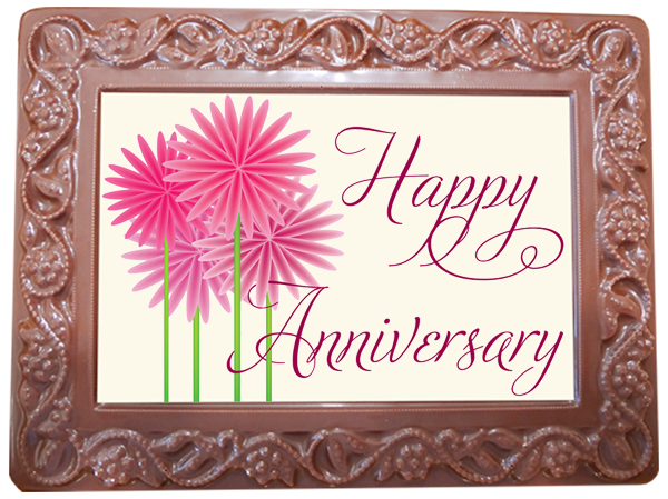 Large Anniversary Printed Chocolate Frame Flowers &amp; Leaves