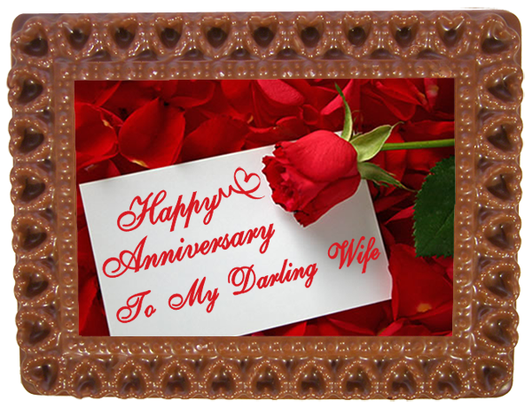 Small Anniversary Printed Chocolate Frame HEARTS - Wife