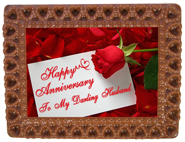 Small Anniversary Printed Chocolate Frame HEARTS - Husband