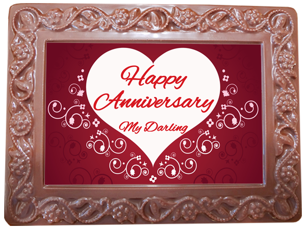 Large Anniversary Printed Chocolate Frame Flowers &amp; Leaves