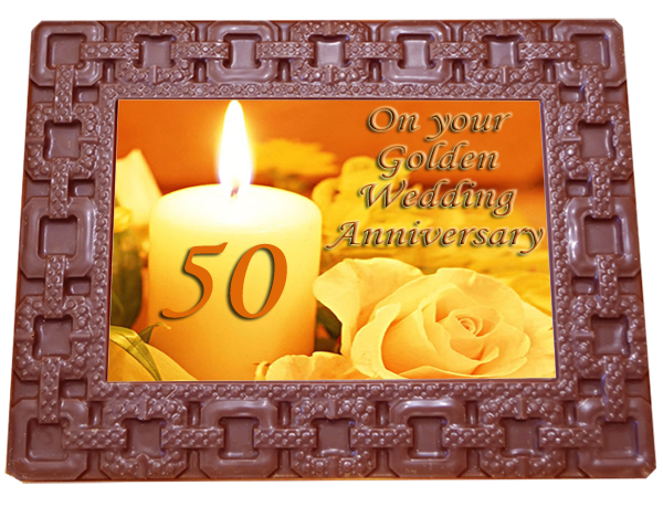 Large Anniversary Printed Chocolate Frame SQUARES - 50th Anniversary