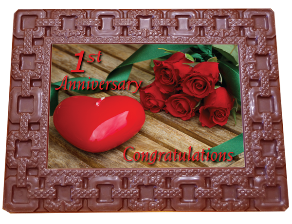 Large Anniversary Printed Chocolate Frame SQUARES - 1st Anniversary
