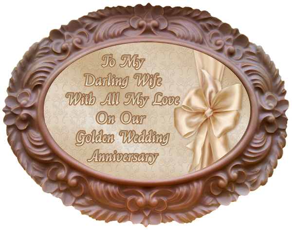 Large Anniversary Printed Chocolate Frame OVAL - Golden Anniversary Wife