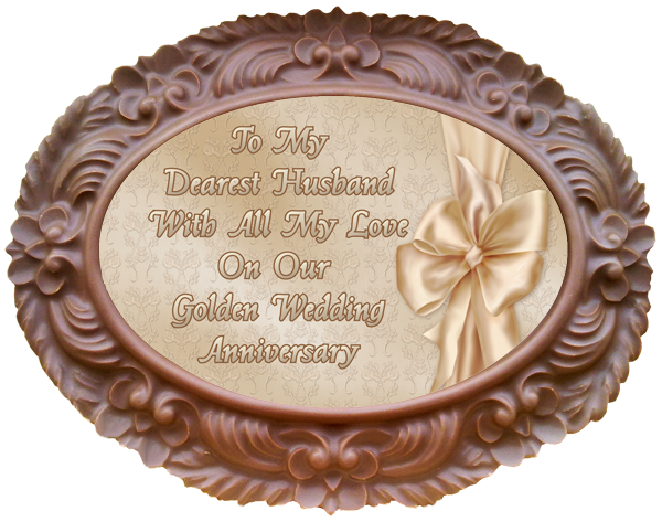 Large Anniversary Printed Chocolate Frame OVAL - Golden Anniversary Husband