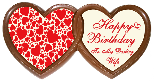 Printed Birthday Chocolate Frame TWIN HEARTS - Wife