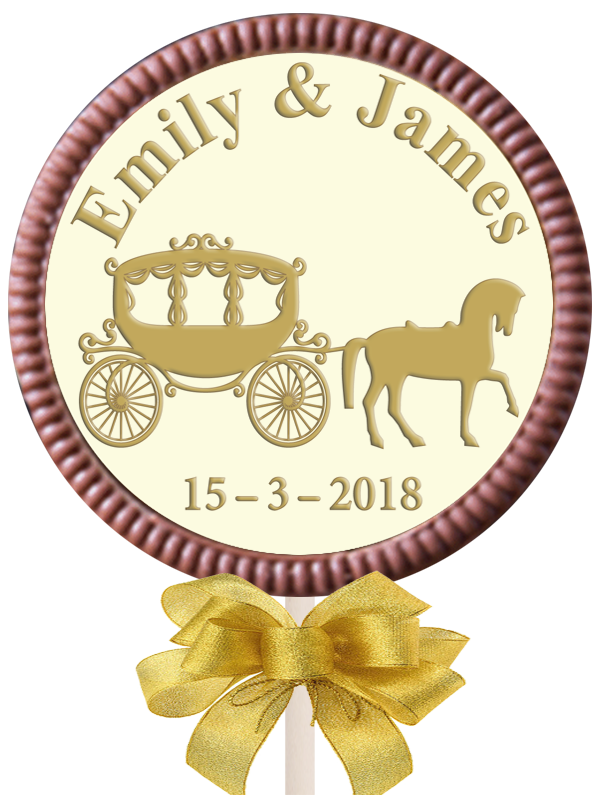 Personalised Printed Wedding Chocolate Lollipop (Round)