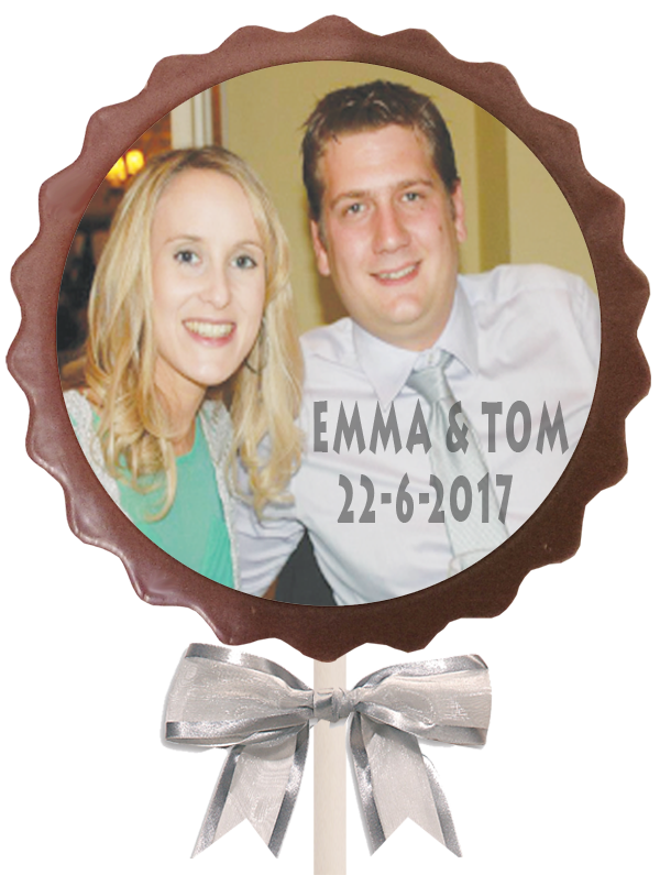 Personalised Printed Wedding Chocolate Lollipop (Flower)