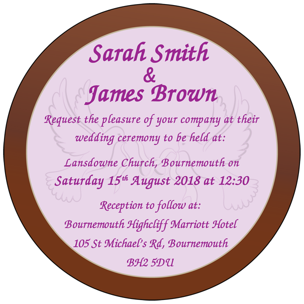 Personalised Printed Wedding Chocolate Round Plaque