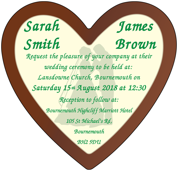 Personalised Printed Wedding Chocolate Heart Plaque