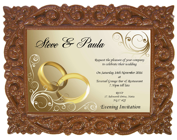 Personalised Printed Wedding Chocolate Frame VICTORIAN