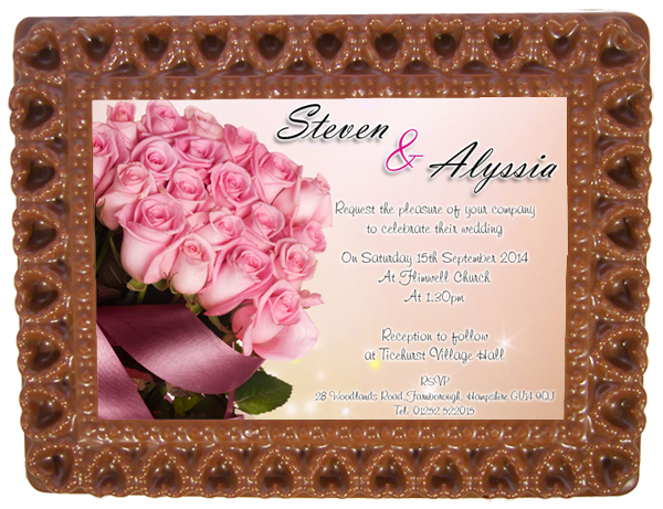 Personalised Printed Wedding Chocolate Frame HEARTS