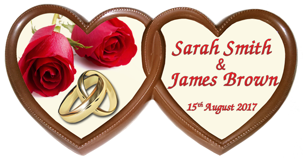 Personalised Printed Wedding Chocolate Frame TWIN HEARTS