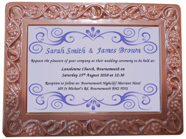 Personalised Printed Wedding Chocolate Frame Flowers &amp; Leaves