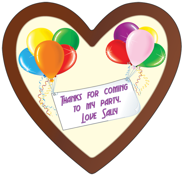 Personalised printed Party Chocolate Heart Plaque