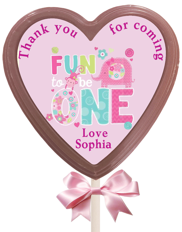 Large Personalised Printed Party Chocolate Lollipop (Heart)