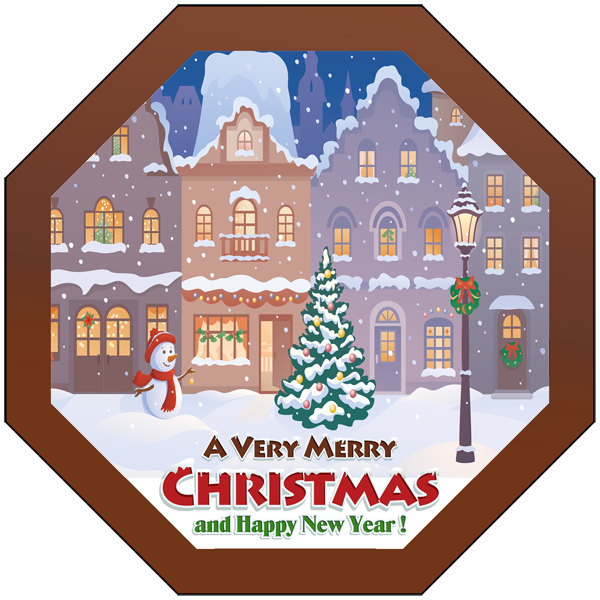 Christmas Card Printed Belgian Chocolate Octagonal Plaque