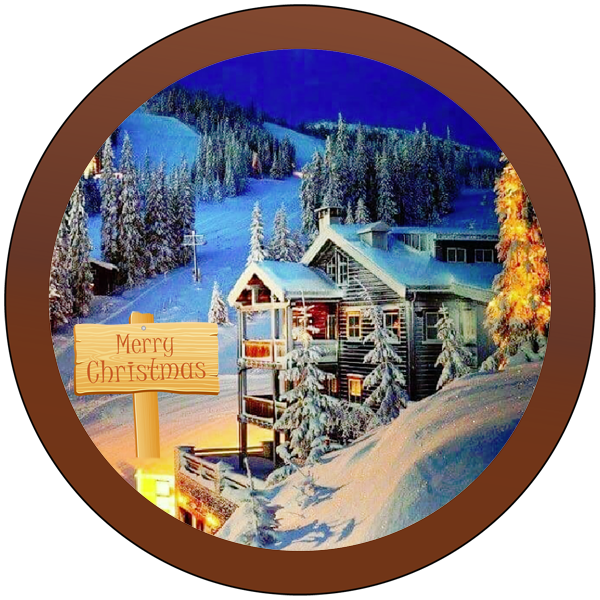 Christmas Card Printed Belgian Chocolate Round Plaque