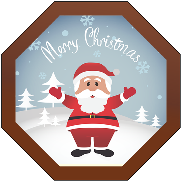 Christmas Card Printed Belgian Chocolate Octagonal Plaque