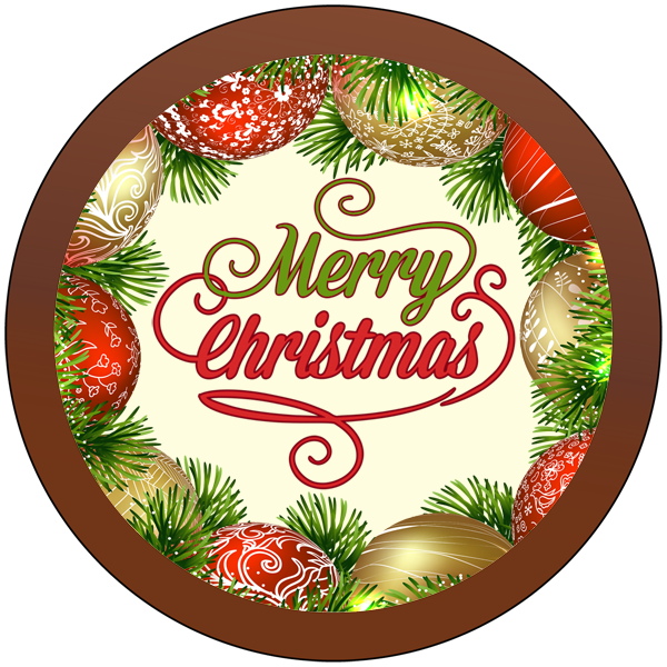 Christmas Card Printed Belgian Chocolate Round Plaque
