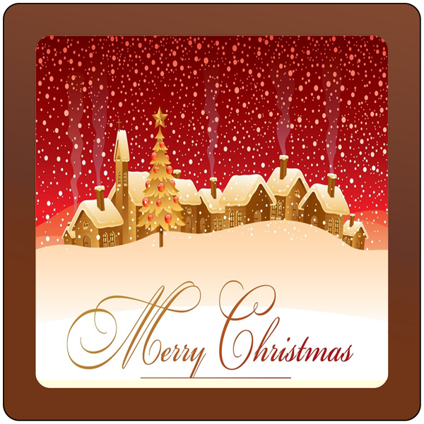 Christmas Card Printed Belgian Chocolate Square Plaque