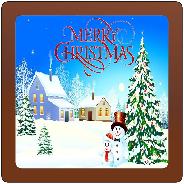 Christmas Card Printed Belgian Chocolate Square Plaque