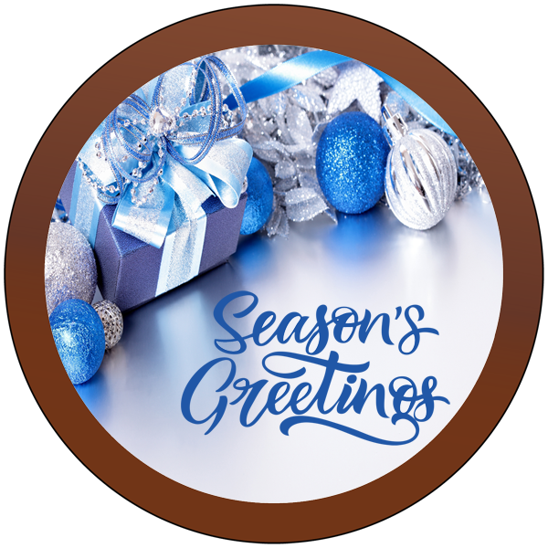 Christmas Card Printed Belgian Chocolate Round Plaque
