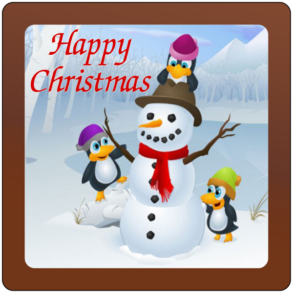 Christmas Card Printed Belgian Chocolate Square Plaque