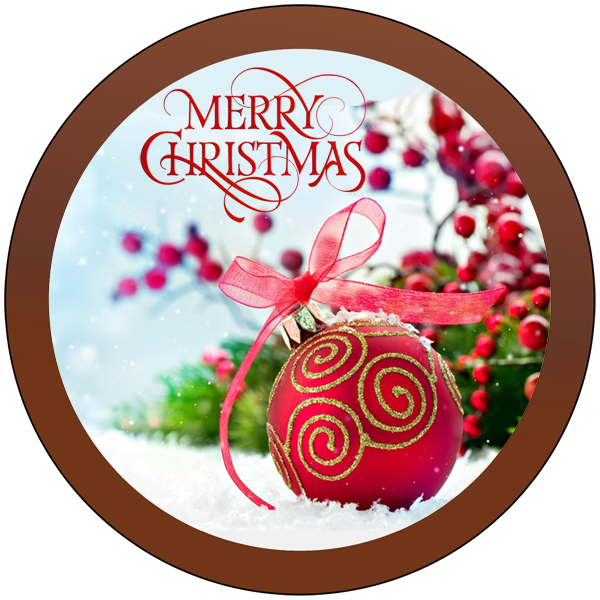 Christmas Card Printed Belgian Chocolate Round Plaque