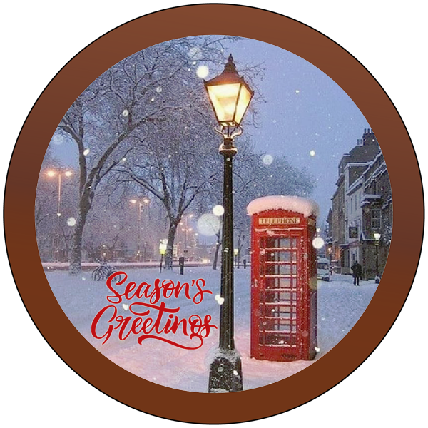 Christmas Card Printed Belgian Chocolate Round Plaque