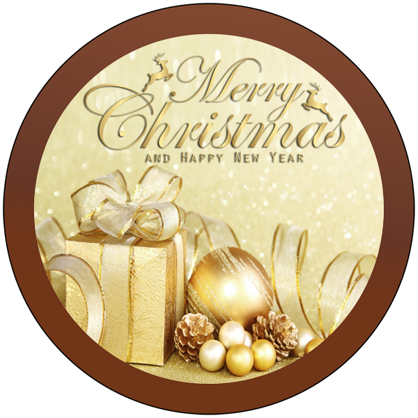 Christmas Card Printed Belgian Chocolate Round Plaque