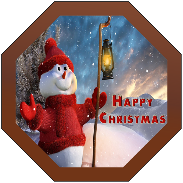 Christmas Card Printed Belgian Chocolate Octagonal Plaque