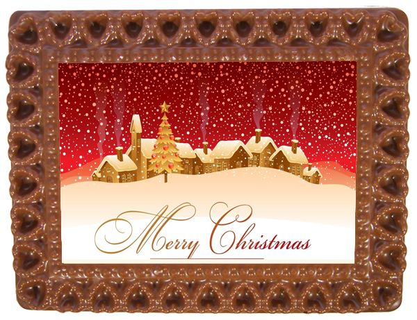Printed Belgian Chocolate Christmas Card HEARTS