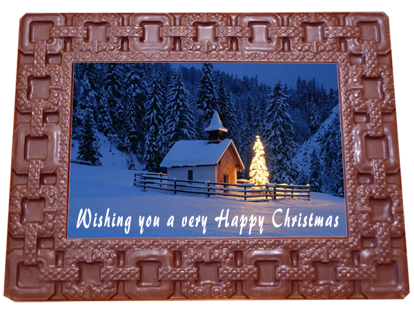 Printed Belgian Chocolate Christmas Card SQUARES