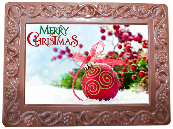 Printed Belgian Chocolate Christmas Card Flowers &amp; Leaves