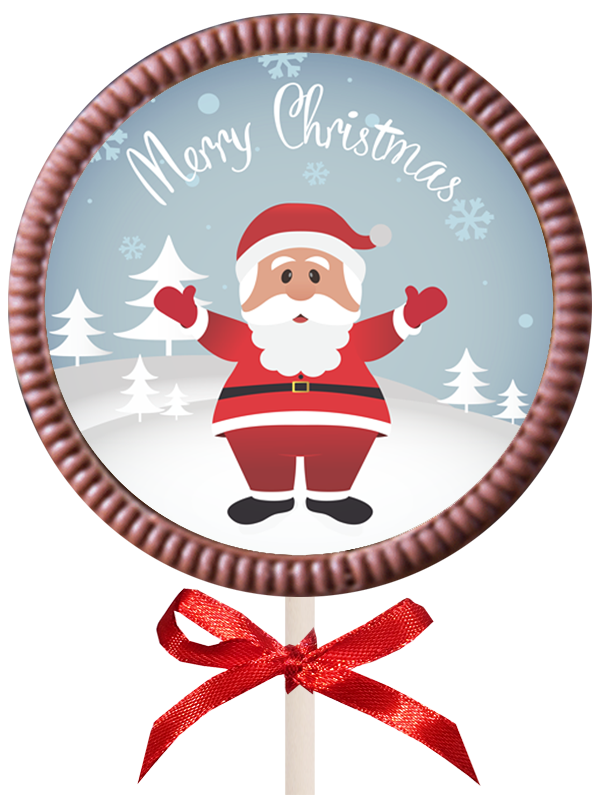 Christmas Printed Round Belgian Chocolate Lollipop