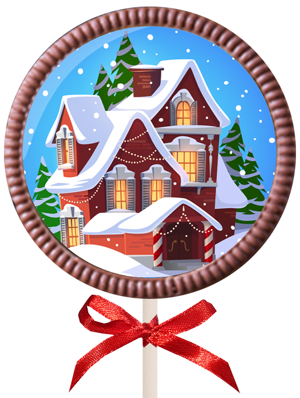 Christmas Printed Round Belgian Chocolate Lollipop