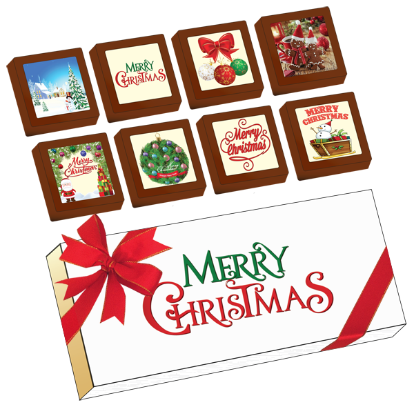 Christmas Printed Belgian Chocolates (Box of 8)