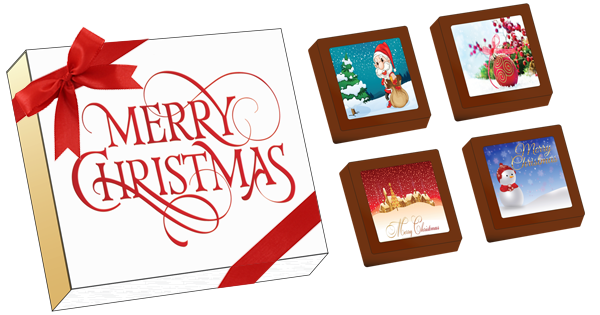 Christmas Printed Belgian Chocolates (Box of 4)