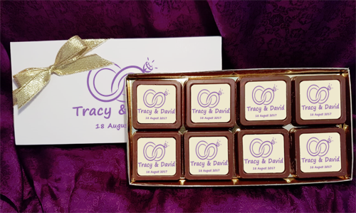 Personalised Printed Wedding Chocolate Favours (Box of 8)
