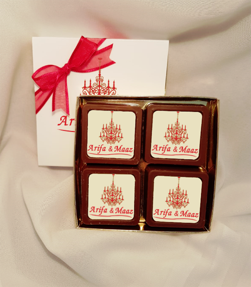 Personalised Printed Wedding Chocolate Favours (Box of 4)