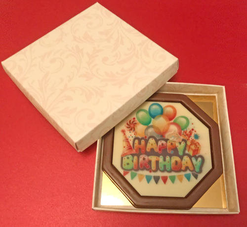 Personalised Printed Belgian Chocolate Octagonal Plaque