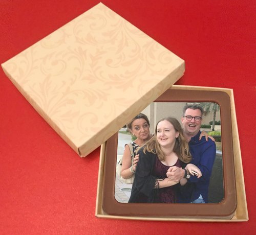 Personalised Printed Belgian Chocolate Square Plaque