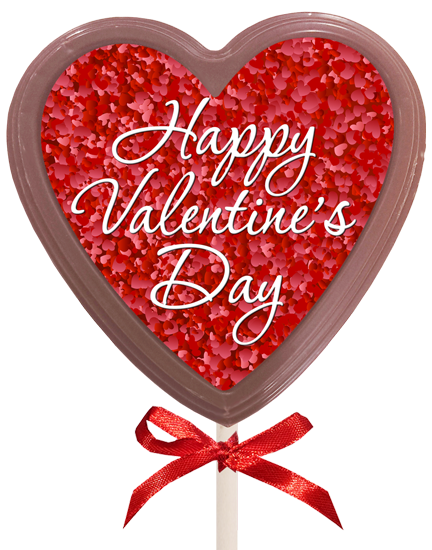 Printed Valentine's Day Chocolate Heart Lollipop