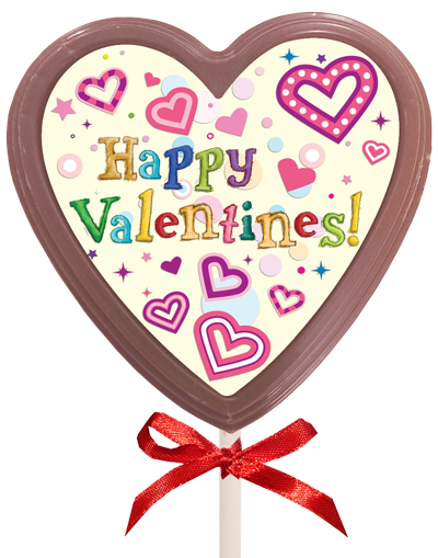 Printed Valentine's Day Chocolate Heart Lollipop