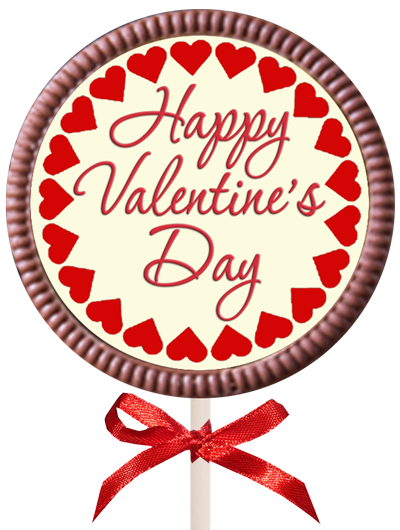 Printed Valentine's Day Chocolate Round Lollipop