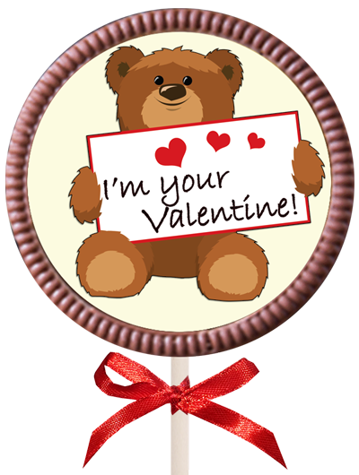 Printed Valentine's Day Chocolate Round Lollipop
