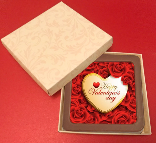 Printed Valentine's Day Chocolate Square Card/Plaque
