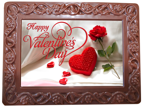 Printed Valentine&#39;s Day Chocolate Frame Flowers &amp; Leaves