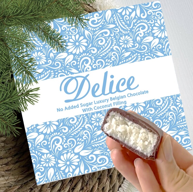 Delice No Added Sugar Luxury Belgian Chocolate with Coconut Filling - Keto - Diabetic