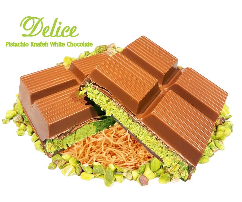 Delice Pistachio Knafeh / Kunafa Belgian Chocolate Bar - Dubai Chocolate Bar